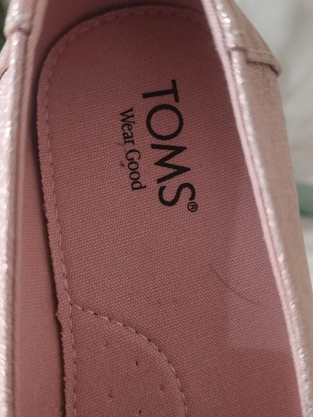 TOMS Rose Gold Glitter Espadrille Slip-Ons